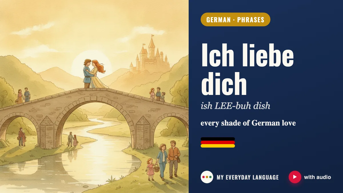 Ich liebe dich — every shade of German love: illustrated German lesson scene by My Everyday Language