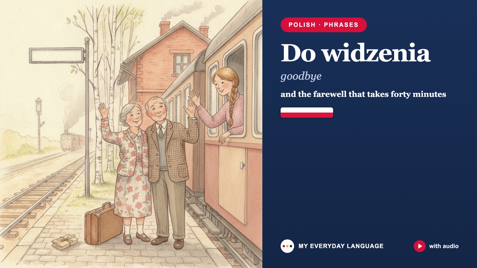 Lesson illustration for Goodbye in Polish: Do Widzenia + 14 More (With Audio)